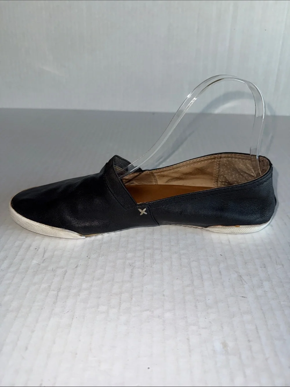 Frye Melanie Black Leather Slip On Loafers
